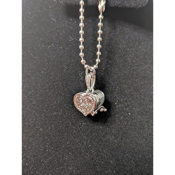 Heart Locket Charm Keychain Silver Tone Ball Chain Jewelry Box Accessory - Picture 5 of 5